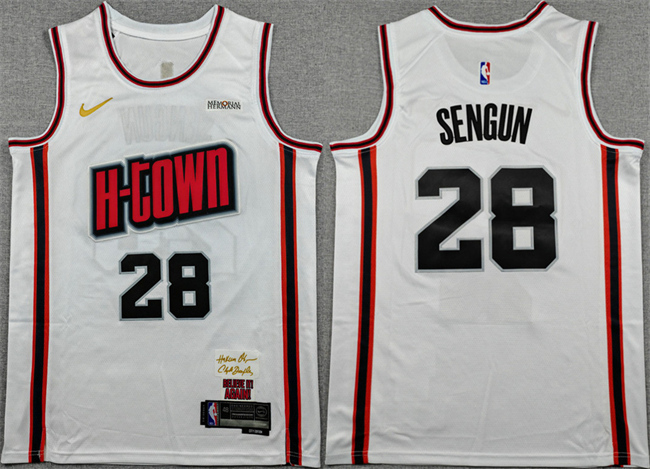 Men's Houston Rockets #28 Alperen Sengun White 2024/25 City Edition Stitched Jersey